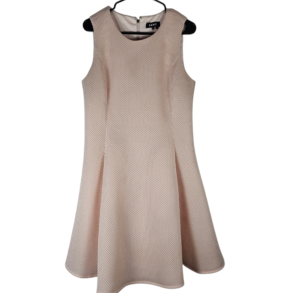 DKNY Women's Peachy Pink Sleeveless Lined Dress Pockets Size 12